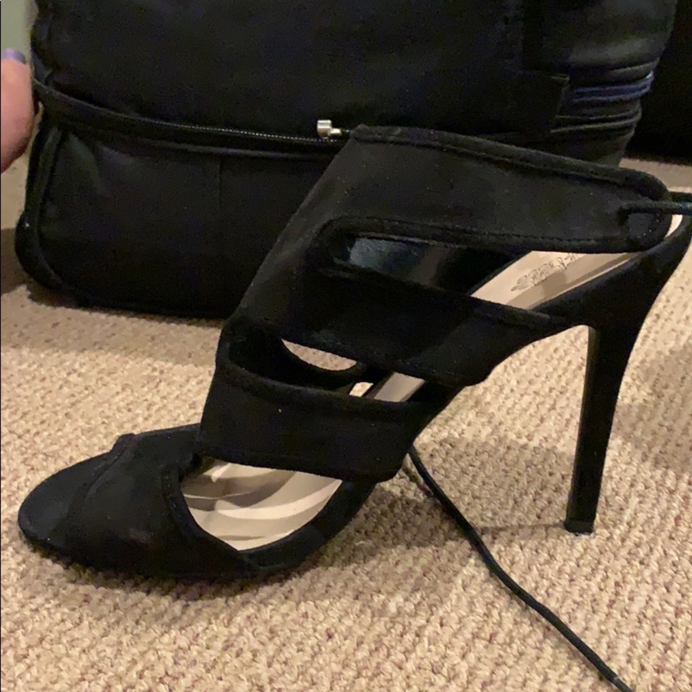 Black stiletto, suede heels